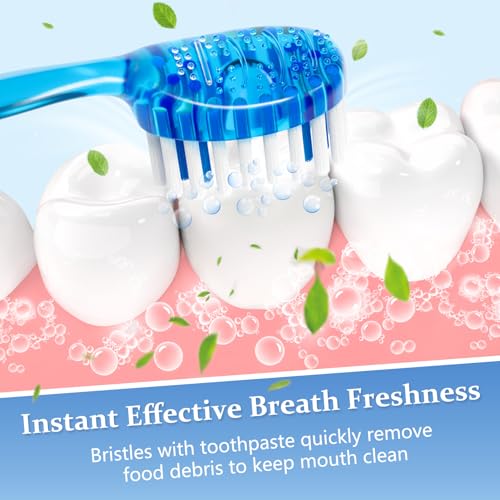 FAWROT 70 Pack 5-in-1 Mini Disposable Travel Toothbrush with Flavors & Tongue Scraper