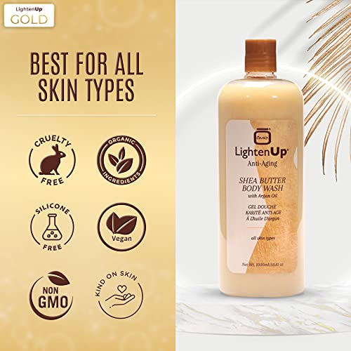 Omic LightenUp Anti-Aging Body Wash 33.8 Fl Oz - Brighten & Soften Skin with Argan Oil & Shea Butter - Pack of 1