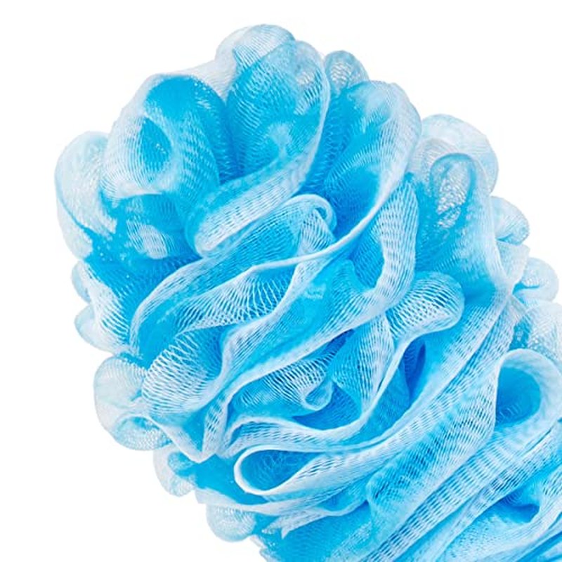 Loofah Back Scrubber for Shower,Loofah On a Stick,Anti-Slip Long Handle Bath Sponge Shower Brush,Soft Nylon Mesh Body Brush for Women&Men (Pack of 2, Blue)