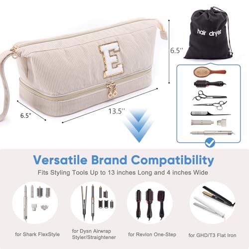 ELCUPA Ivory Double-Layer Personalized Hair Dryer Travel Case for Shark FlexStyle & Airwrap