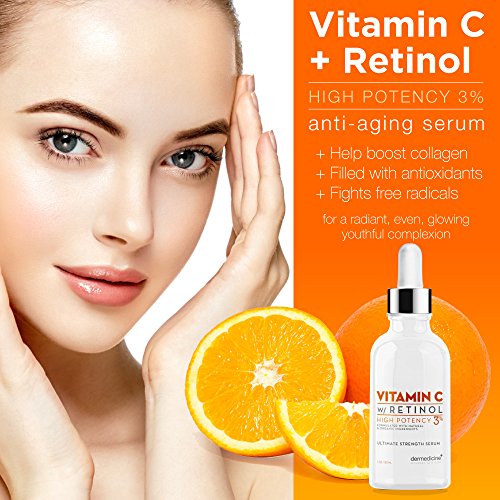 Vitamin C Serum with 3% Retinol - Anti-Aging Face Treatment for Bright, Youthful Skin
