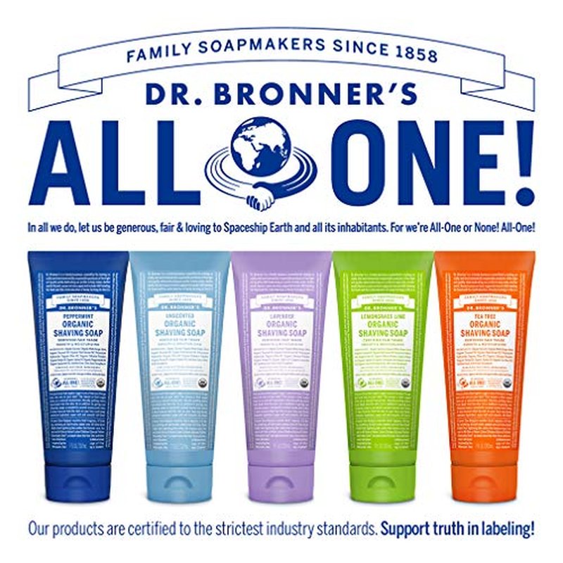 Dr. Bronner's Organic Shaving Soap? (Lavender, 7 Ounce)? Moisturizing Shave Soap for Men & Women? Certified Organic Sugar & Shikakai? For Face, Underarms & Legs