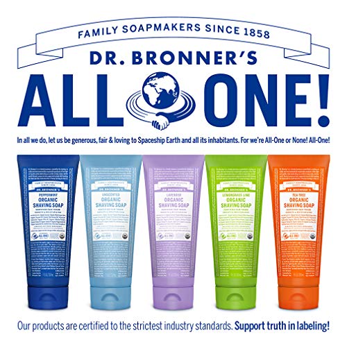 Dr. Bronner's Organic Shaving Soap 3-Pack Lavender, Tea Tree & Lemongrass – Moisturizing Shave Soap for Face, Underarms & Legs