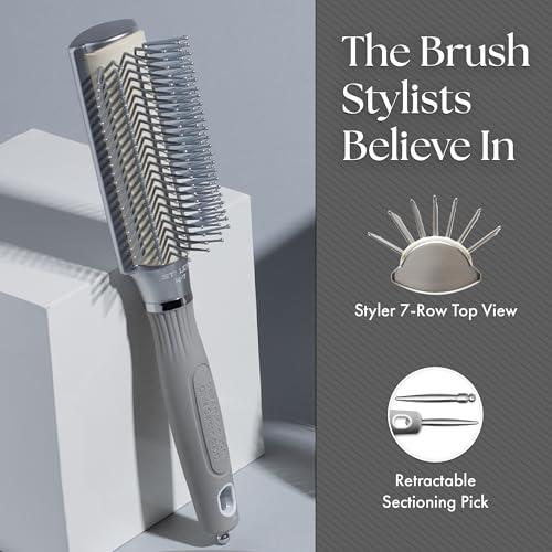 Olivia Garden 7-Row Styler Ceramic Ion XL Pro Paddle Hair Brush Silver