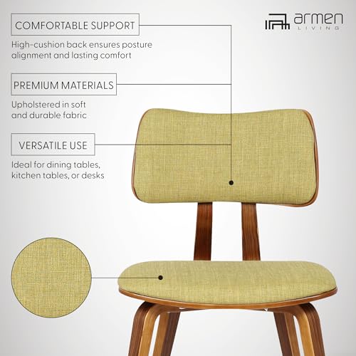 Mid-Century Dining Chair with Walnut Wood & Green Fabric - Variation: Green/Walnut/Single