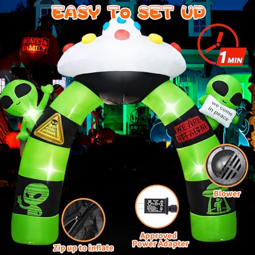 10FT Alien Halloween Inflatable Archway with LED Lights for Outdoor Yard Decor