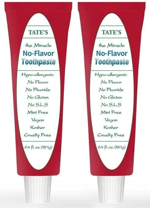 No Flavor Toothpaste Pack of 2 - Fluoride-Free, Natural, Sensitive Teeth Care