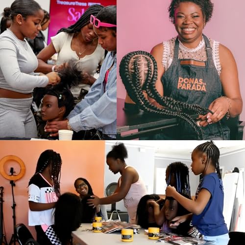Mannequin Head for Hairdressing Training - 26-28 Inch Braiding Head with Synthetic Yaki Hair - Variation B