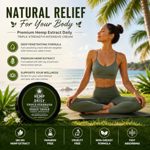 Premium Hemp Extract Triple Hemp Cream - Original Mint 1.7oz - Gentle, Moisturizing Skin Care