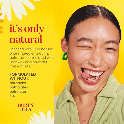 Burt's Bees Lip Balm, Lip Moisturizer With Responsibly Sourced Beeswax, with Vitamin E & Peppermint Oil, Natural Origin Moisturizing Care, 1 Tube, 0.15 oz. (Pack of 2)