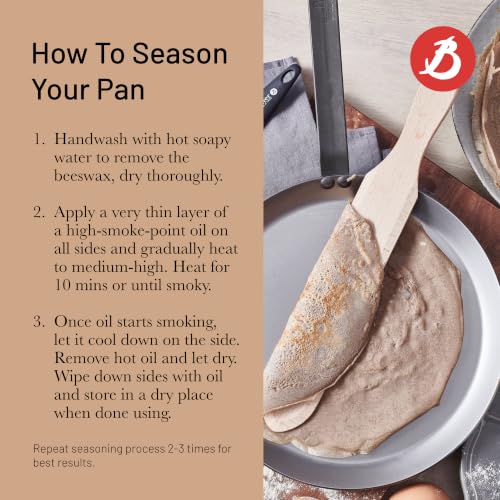 de Buyer 12-Inch Carbon Steel Crepe & Tortilla Pan - Naturally Non-Stick, Made in France