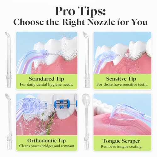 KIWIBIRD C2 Cordless Water Flosser Pink with UV-C Clean, 4 Modes & Nozzles