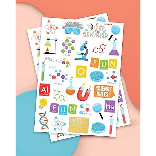 xo, Fetti Science Party Temporary Tattoos - 62 Silver Foil Styles | Future Mad Scientist Birthday Party Supplies, Educational Science Favors, Scientific Arts and Crafts