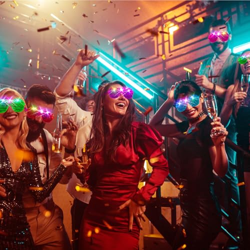 HONLYNE 105 Pack LED Glow in The Dark Glasses for Party, Halloween, Birthday, Rave