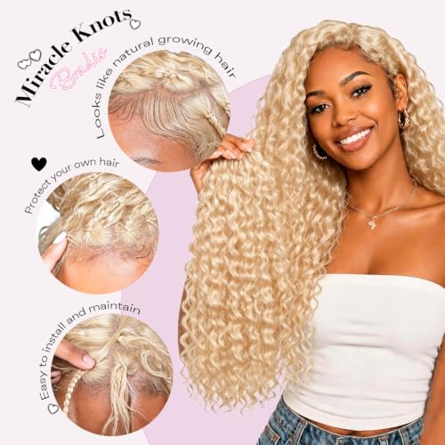 613 Blonde Human Crochet Hair 16 Inch 50 Strands - Burmese Curly, Reusable, Dyeable, Knotless