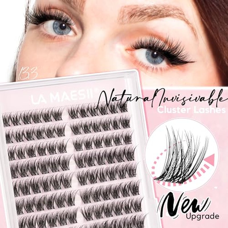 120Pcs Clear Band Lash Clusters 10-14mm Natural Look Cluster Eyelashes C Curl Resuable Invisible Band Individual Cluster Lashes(133)