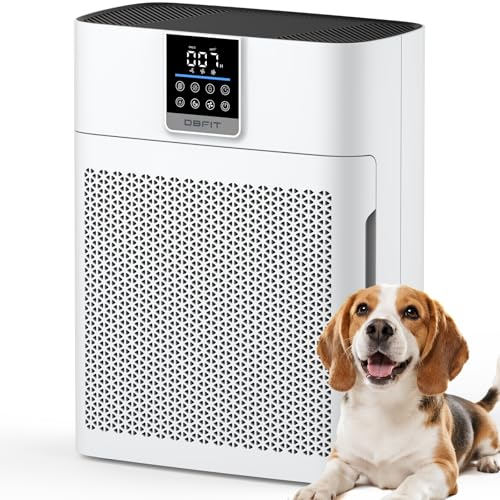 White Large Room HEPA Air Purifier for Pet Hair Odors Smoke Dust - Up to 2180 sq ft
