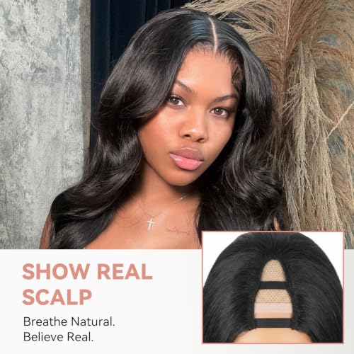 Curly V Part Wig for Black Women 26 Inch Fluffy Wavy Clip-In Synthetic Hair