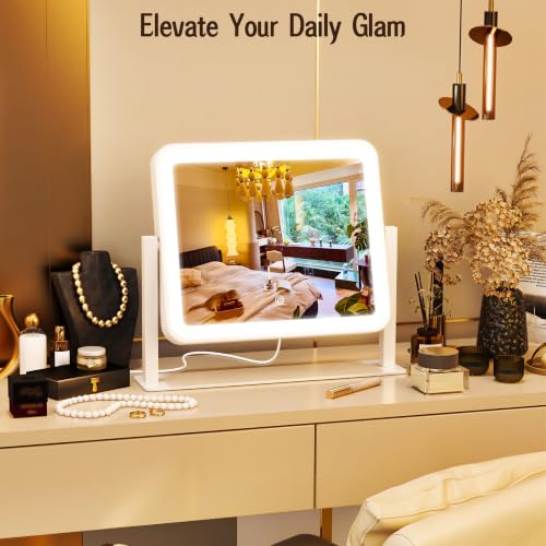 12x14 Inch Lighted Vanity Makeup Mirror with Touch Control - White / 12 L x 14 W