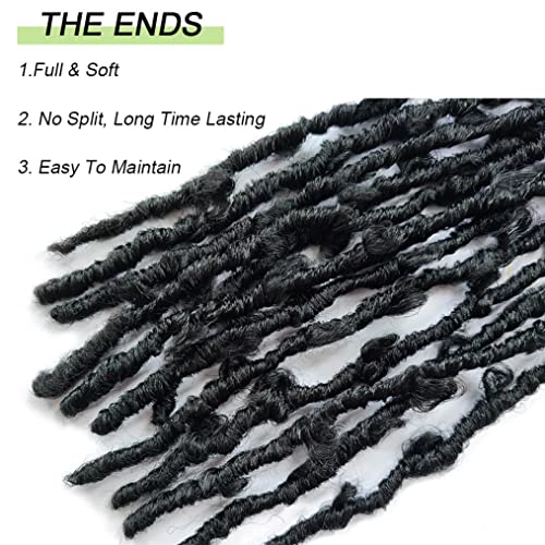 Butterfly Locs Crochet Hair 12 Inch 1B Black - 6 Packs Short Bob Style with Beads (Variation: 1B# / 12 Inch)