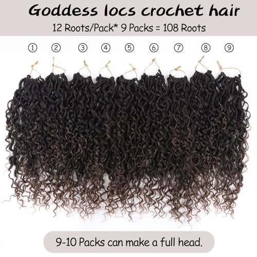 Vemet Goddess Locs Crochet Hair 10 Inch - 9 Packs, Synthetic Faux Locs for Natural, Full Style