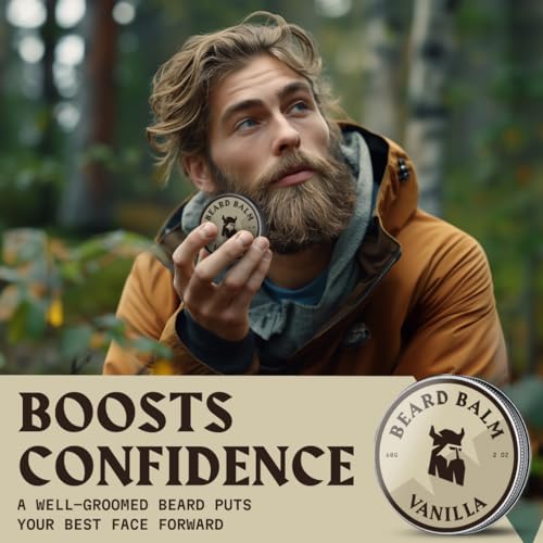 Beard Balm and Beard Butter Set with Vanilla Scent - Natural Moisturizing Grooming Kit