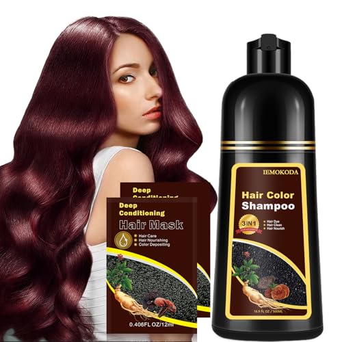Dark Red Wine Hair Dye Shampoo for Gray Hair - 16.9oz, Natural Herbal Coverage