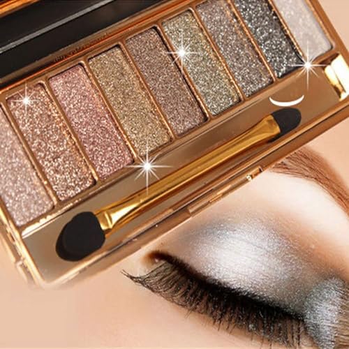 Green Eyeshadow Palette 9 Colos, Highly Pigmented Matte Shimmer Glitter Lime Forest Green Eye Shadow Palette for Hazel Eyes, Long Lasting Dark Emerald Wicked Makeup for Daily,Festival, Blendable,Vegan