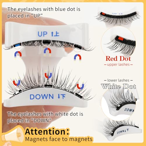 QUEWEL Magnetic Eyelashes 1 Pair Reusable Magnetic Eyelashes Natural Look with Applicator No Glue Needed Lash Clusters Kit Easy to Wear and Remove(XYT-A01)