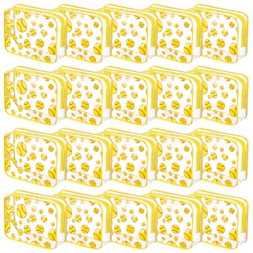 Softball Makeup Bags Bulk - 20 Pcs Softball Gift Bags for Sports Team and Party Supplies - Waterproof PVC, Portable, Reusable