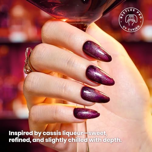 Beetles Purple Gel Nail Polish J - Cassis Night, 15ml HEMA-Free Glitter