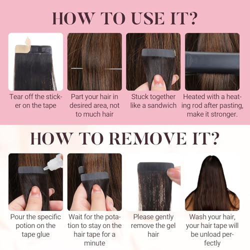 Balayage Dark Brown Mixed Chestnut Brown Tape in Hair Extensions 14 Inch 25g - 10 Pieces