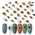 Nail Charms and Gems Set - Gold Copper Zircon Multiple Shapes 18 Pieces