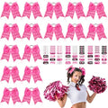 Hope Butterfly Cheer Hair Bows & Breast Cancer Awareness Temporary Tattoos Set - 16 Large Bows & 15 Tattoo Sheets for Fundraising & Events