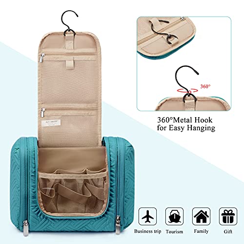 Hanging Toiletry Bag for Women - Large Blue Travel Organizer with Hook