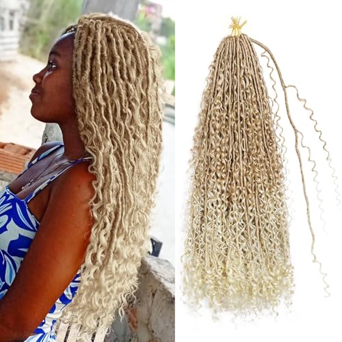 27/613 Faux Locs Crochet Hair for Black Women - 30 Inch, 8 Packs Pre-Looped, Curly Ends