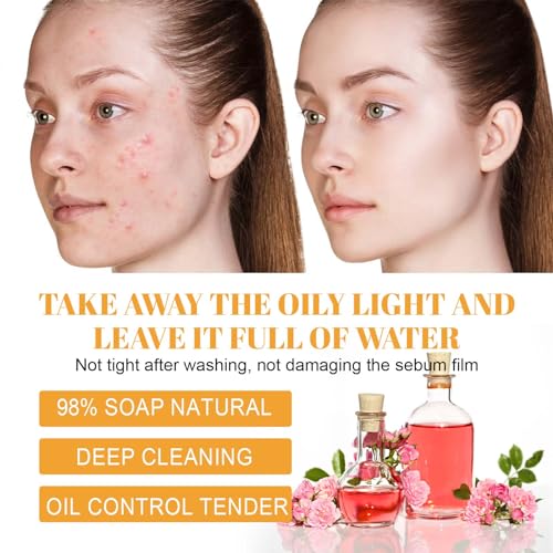 Turmeric Face Wash with Brush & Turmeric Soap Bar Care Set, 1pcs Facial Cleanser & 3pcs Soap Bar, Deep Cleansing for All Skin Types