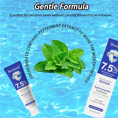 Hydroxyapatite Toothpaste for Enamel Repair & Whitening - Mint Flavor, 3 Pack - Fluoride-Free, Probiotic Formula
