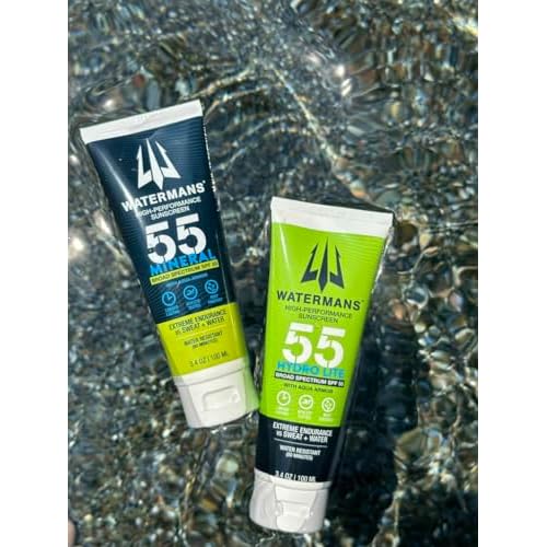 WATERMAN'S Hyrdo Lite SPF 55 Broad Spectrum Reef Safe Sunscreen for Face and Body, Fragrance-Free, Oxybenzone Free - 3.4oz
