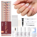 Press On Nails Kit Short Almond French Tip with 224 Pcs - DIY Nail Art & Accessories G - S