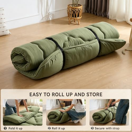 Japanese Floor Mattress Twin Green 3.5-Inch Thick Futon Tatami Mattress