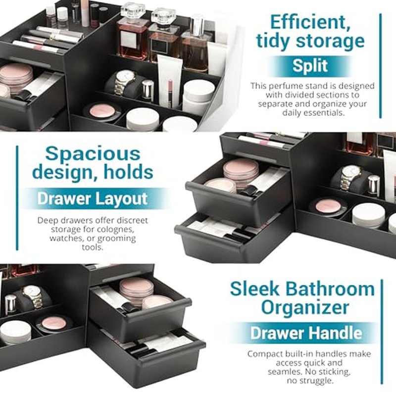 Cologne Organizer for Men, Bathroom Countertop Organizer, Vanity Storage Shelf, Perfume & Cologne Stand, Dresser Rack, Organizador de Perfumes, Bedroom essentials for men, Birthday Gift for Men