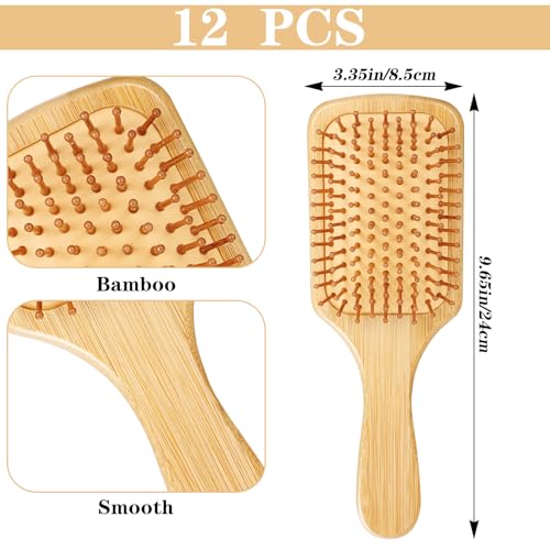 Molain Square 12-Piece Bamboo Hair Brush Set - Wooden Paddle Detanglers for Women & Men
