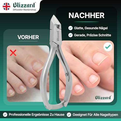 Blizzard Heavy Duty Toe Nail Clippers with Moon Head - 14cm for Thick Nails, Ingrown & Hard Toenails - German Steel Podiatry Tool, Smooth Handles