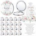 XunYee 50 Sets Bridal Shower Favors for Guests Flower Design Makeup Mirrors Leather Compact Mirrors Bridal Thank You Cards with Organza Bags Bridesmaid Gifts Wedding Party Favors Supplies (Pink)