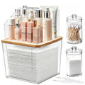 2-in-1 Facial Towel Holder and Cosmetic Organizer with Jars and Compartments