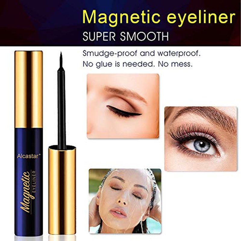 Alcastar Magnetic Eyelashes, Synthetic Fiber, Natural Look, Waterproof, No Glue Required (KIT 007)