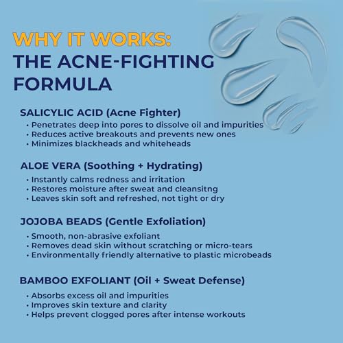 Antibacterial Acne Body Wash with Salicylic Acid for Back Chest & Shoulder Breakouts