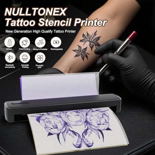 Portable Bluetooth Tattoo Stencil Printer with Thermal Transfer Technology - Black