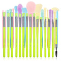 Docolor 17Pcs Colourful Makeup Brush Set + 15Pcs Eye Makeup Brushes Set Premium Kabuki Foundation Blending Face Powder Synthetic Makeup Brushes Set
